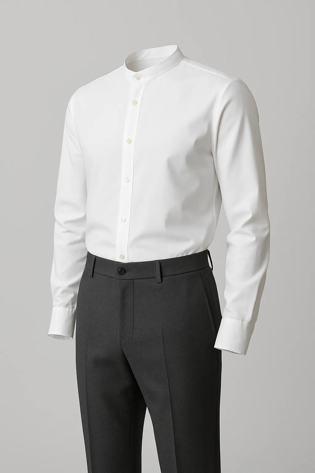 Grandad Collar Poplin Shirt overview