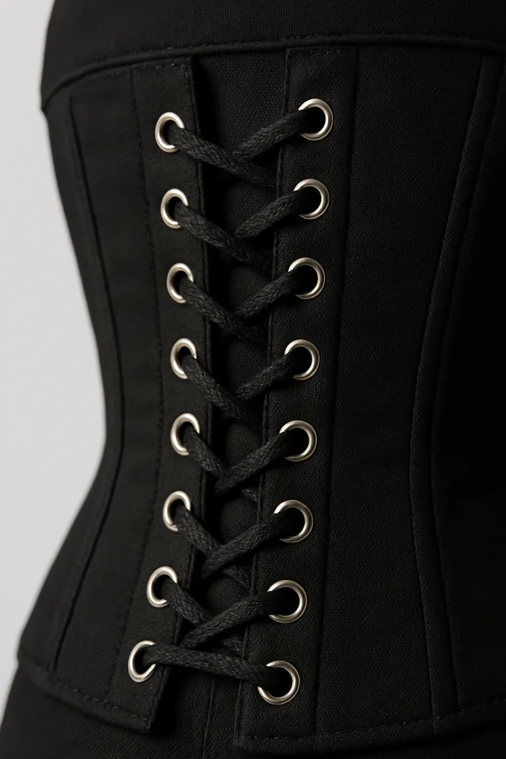 Hand-laced Maroon Corset Detail