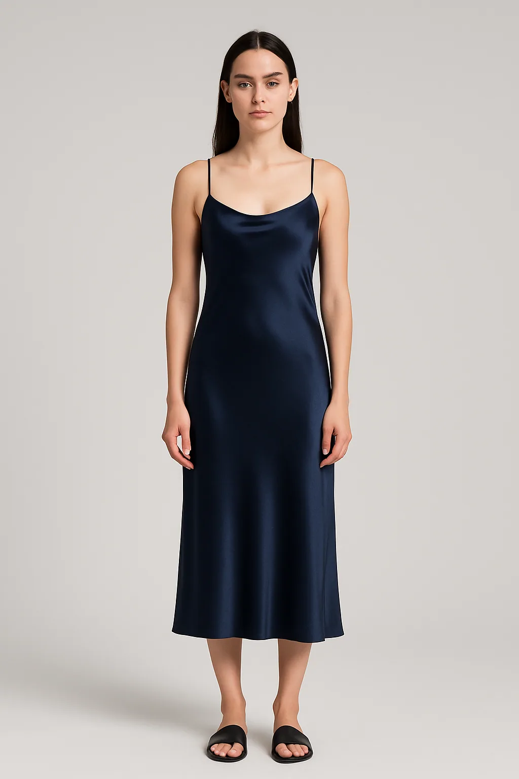 Midnight Silk Slip Dress